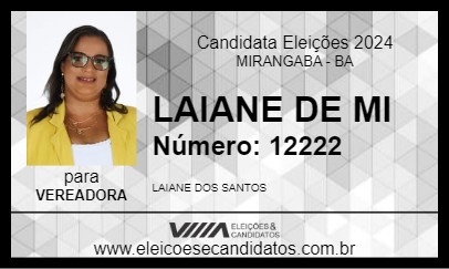 Candidato LAIANE DE MI 2024 - MIRANGABA - Eleições