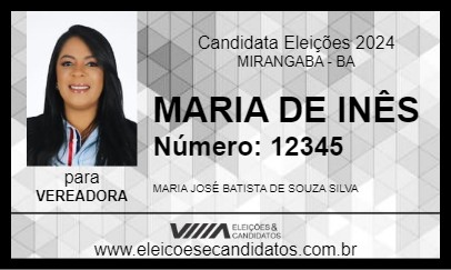 Candidato MARIA DE INÊS 2024 - MIRANGABA - Eleições