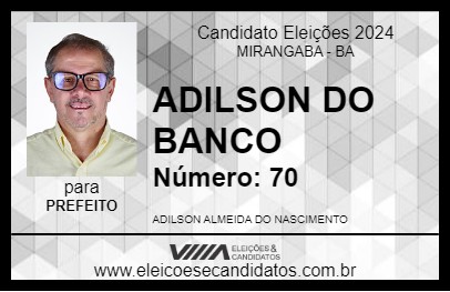 Candidato ADILSON DO BANCO 2024 - MIRANGABA - Eleições