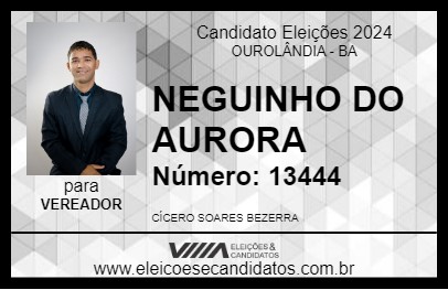 Candidato NEGUINHO DO AURORA 2024 - OUROLÂNDIA - Eleições