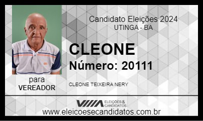 Candidato CLEONE 2024 - UTINGA - Eleições