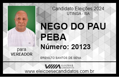 Candidato NEGO DO PAU PEBA 2024 - UTINGA - Eleições