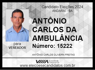 Candidato ANTÔNIO CARLOS DA AMBULÂNCIA 2024 - ANDARAÍ - Eleições