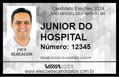 Candidato JUNIOR DO HOSPITAL 2024 - SÃO MIGUEL DAS MATAS - Eleições