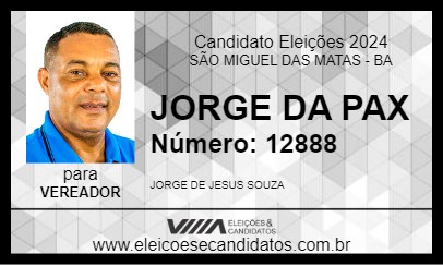 Candidato JORGE DA PAX 2024 - SÃO MIGUEL DAS MATAS - Eleições