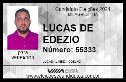 Candidato LUCAS DE EDEZIO 2024 - MILAGRES - Eleições