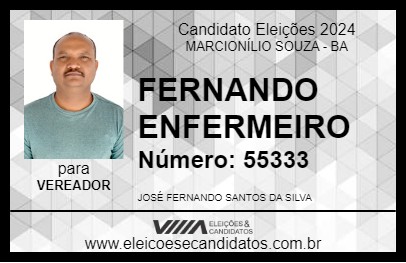 Candidato FERNANDO ENFERMEIRO 2024 - MARCIONÍLIO SOUZA - Eleições