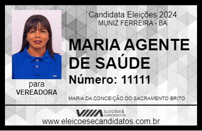 Candidato MARIA AGENTE DE SAÚDE 2024 - MUNIZ FERREIRA - Eleições