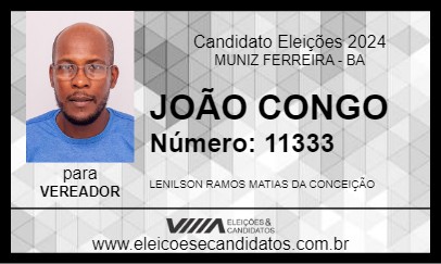 Candidato JOÃO CONGO 2024 - MUNIZ FERREIRA - Eleições