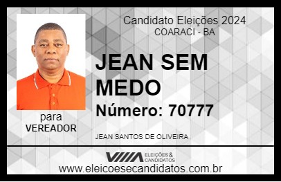 Candidato JEAN SEM MEDO 2024 - COARACI - Eleições