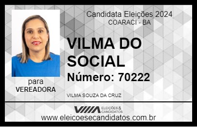 Candidato VILMA DO SOCIAL 2024 - COARACI - Eleições