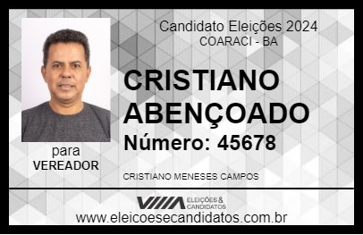 Candidato CRISTIANO ABENÇOADO 2024 - COARACI - Eleições