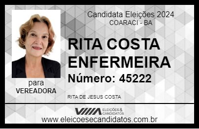 Candidato RITA COSTA ENFERMEIRA 2024 - COARACI - Eleições