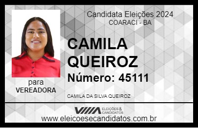 Candidato CAMILA QUEIROZ 2024 - COARACI - Eleições