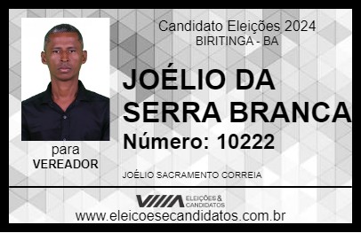 Candidato JOÉLIO DA SERRA BRANCA 2024 - BIRITINGA - Eleições