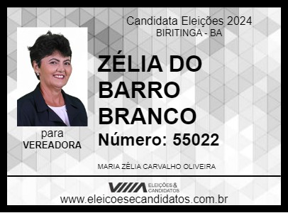 Candidato ZÉLIA DO BARRO BRANCO 2024 - BIRITINGA - Eleições