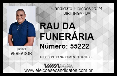 Candidato RAU DA FUNERÁRIA 2024 - BIRITINGA - Eleições