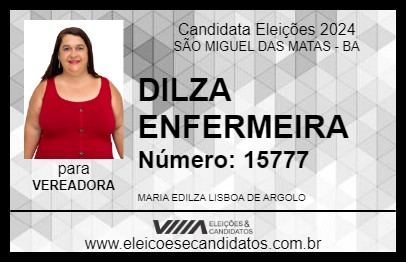 Candidato DILZA ENFERMEIRA  2024 - SÃO MIGUEL DAS MATAS - Eleições