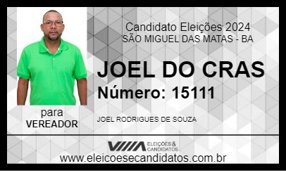 Candidato JOEL DA PIZZA 2024 - SÃO MIGUEL DAS MATAS - Eleições