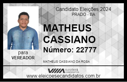 Candidato MATHEUS CASSIANO 2024 - PRADO - Eleições