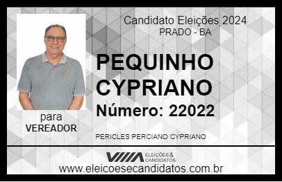 Candidato PEQUINHO CYPRIANO 2024 - PRADO - Eleições