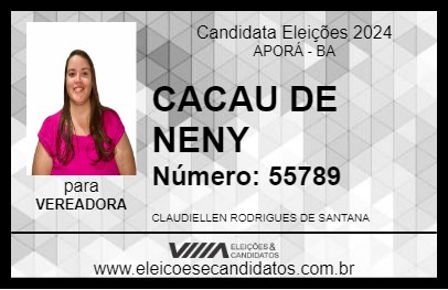 Candidato CACAU DE NENY 2024 - APORÁ - Eleições