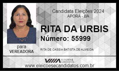 Candidato RITA DA URBIS 2024 - APORÁ - Eleições