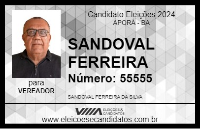 Candidato SANDOVAL FERREIRA 2024 - APORÁ - Eleições