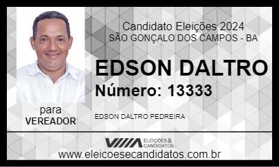 Candidato EDSON DALTRO 2024 - SÃO GONÇALO DOS CAMPOS - Eleições