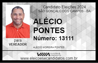 Candidato ALÉCIO PONTES 2024 - SÃO GONÇALO DOS CAMPOS - Eleições