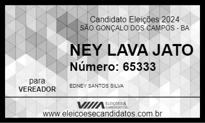 Candidato NEY LAVA JATO 2024 - SÃO GONÇALO DOS CAMPOS - Eleições