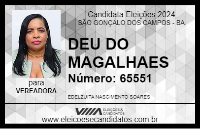 Candidato DEU DO MAGALHAES 2024 - SÃO GONÇALO DOS CAMPOS - Eleições