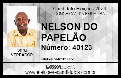 Candidato NELSON DO PAPELÃO 2024 - CONCEIÇÃO DA FEIRA - Eleições