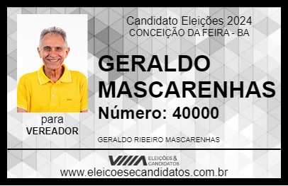 Candidato GERALDO MASCARENHAS  2024 - CONCEIÇÃO DA FEIRA - Eleições