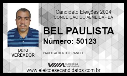 Candidato BEL PAULISTA 2024 - CONCEIÇÃO DO ALMEIDA - Eleições