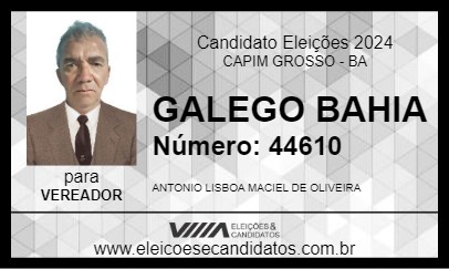 Candidato GALEGO BAHIA 2024 - CAPIM GROSSO - Eleições