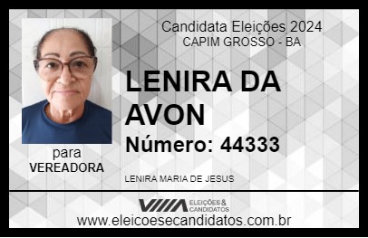 Candidato LENIRA DA AVON 2024 - CAPIM GROSSO - Eleições