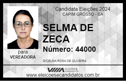 Candidato SELMA DE ZECA 2024 - CAPIM GROSSO - Eleições