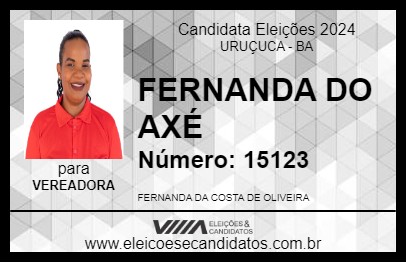 Candidato FERNANDA DO AXÉ 2024 - URUÇUCA - Eleições