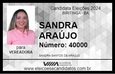 Candidato SANDRA ARAÚJO 2024 - BIRITINGA - Eleições