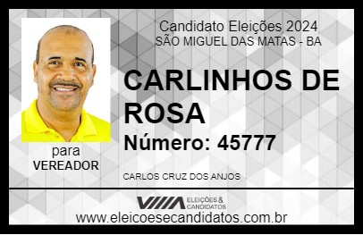 Candidato CARLINHOS DE ROSA 2024 - SÃO MIGUEL DAS MATAS - Eleições