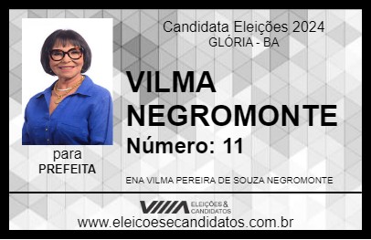 Candidato VILMA NEGROMONTE 2024 - GLÓRIA - Eleições