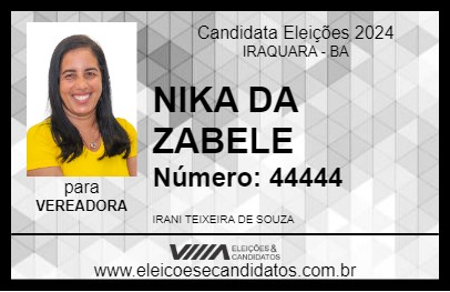 Candidato NIKA DA ZABELE 2024 - IRAQUARA - Eleições