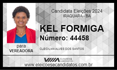 Candidato KEL FORMIGA 2024 - IRAQUARA - Eleições