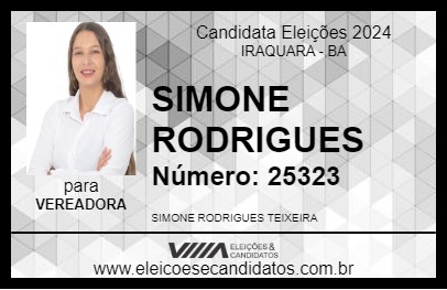 Candidato SIMONE RODRIGUES 2024 - IRAQUARA - Eleições