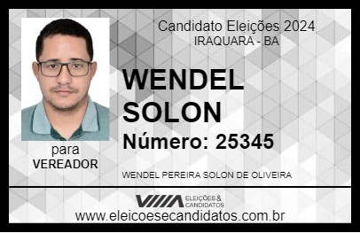 Candidato WENDEL SOLON 2024 - IRAQUARA - Eleições