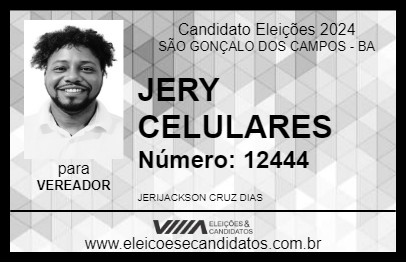 Candidato JERY CELULARES 2024 - SÃO GONÇALO DOS CAMPOS - Eleições