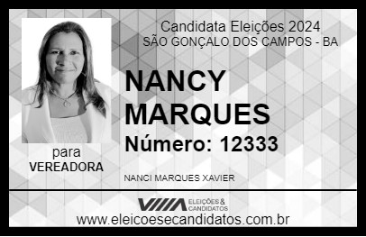 Candidato NANCY MARQUES 2024 - SÃO GONÇALO DOS CAMPOS - Eleições