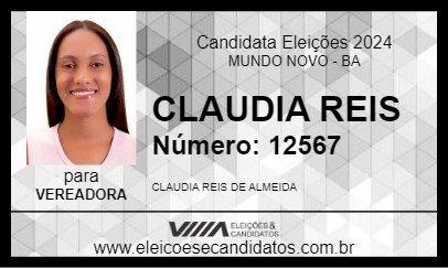 Candidato CLAUDIA REIS 2024 - MUNDO NOVO - Eleições