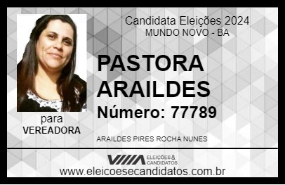 Candidato PASTORA ARAILDES 2024 - MUNDO NOVO - Eleições